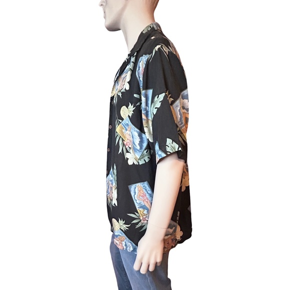 Tommy Bahama Shirt Pinup Girl Pattern 100% Silk Floral Tiki Hawaiian Made Hawaii - Picture 5 of 12
